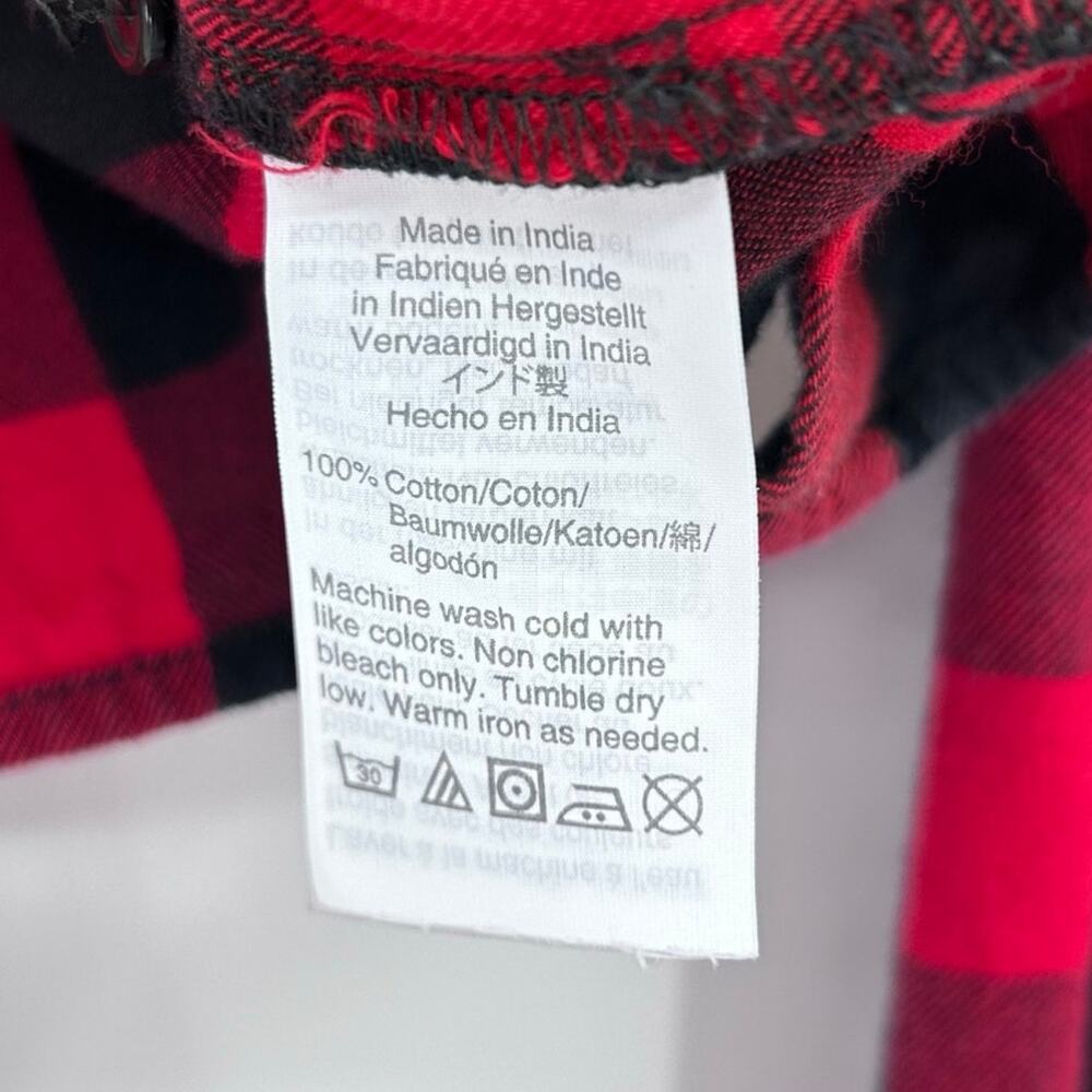 Madewell Flannel Tie-Front Shirt Cranberry Buffalo Check Button Down Womens M - Picture 7 of 11